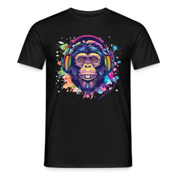Singe Avec Casque Décoration Femme Cadeau Homme - T-shirt homme - noir - Devant - AI Model Male 178 light (178cm)