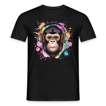 Singe Avec Casque Décoration Femme Cadeau Homme - T-shirt homme - noir - Devant - AI Model Male 178 light (178cm)