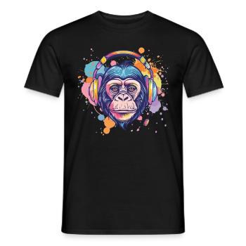 Singe Avec Casque Décoration Femme Cadeau Homme - T-shirt homme - noir - Devant - AI Model Male 178 light (178cm)