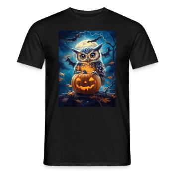 Halloween Geschenk Frauen Eule Männer Kinder Deko - Männer T-Shirt - Schwarz - Vorne - AI Model Male 178 light (178cm)