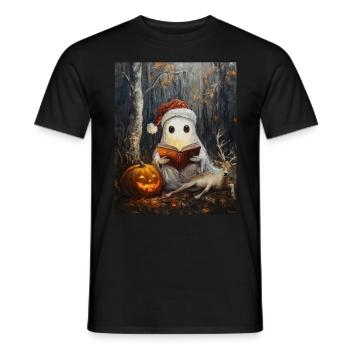Halloween Gift Ghost with Christmas Hat Decoration - Men's T-Shirt - black - Front - AI Model Male 178 light (178cm)