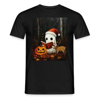 Halloween Geschenk Geist mit Weihnachtsmütze Deko - Männer T-Shirt - Schwarz - Vorne - AI Model Male 178 light (178cm)