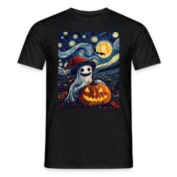 Halloween Geschenk Geist mit Weihnachtsmütze Deko - Männer T-Shirt - Schwarz - Vorne - AI Model Male 178 light (178cm)
