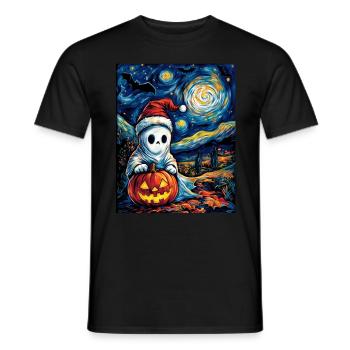 Halloween Geschenk Geist mit Weihnachtsmütze Deko - Männer T-Shirt - Schwarz - Vorne - AI Model Male 178 light (178cm)