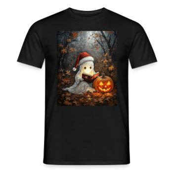Halloween Gift Ghost with Christmas Hat Decoration - Men's T-Shirt - black - Front - AI Model Male 178 light (178cm)