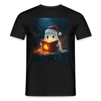 Halloween Gift Ghost with Christmas Hat Decoration - Men's T-Shirt - black - Front - AI Model Male 178 light (178cm)