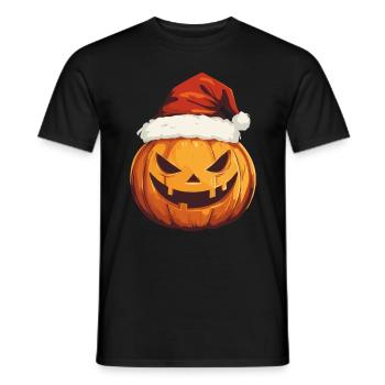 Halloween Gift Pumpkin with Santa Hat Decoration - Men's T-Shirt - black - Front - AI Model Male 178 light (178cm)