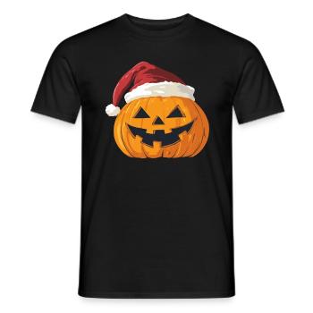 Halloween Gift Pumpkin with Santa Hat Decoration - Men's T-Shirt - black - Front - AI Model Male 178 light (178cm)