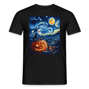 Halloween Gift Pumpkin with Santa Hat Decoration - Men's T-Shirt - black - Front - AI Model Male 178 light (178cm)