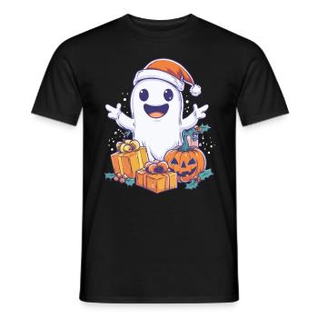 Halloween Gift Ghost with Christmas Hat Decoration - Men's T-Shirt - black - Front - AI Model Male 178 light (178cm)