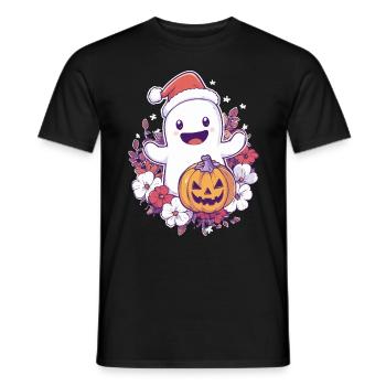 Halloween Gift Ghost with Christmas Hat Decoration - Men's T-Shirt - black - Front - AI Model Male 178 light (178cm)