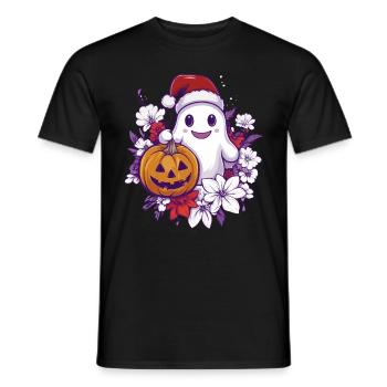 Halloween Gift Ghost with Christmas Hat Decoration - Men's T-Shirt - black - Front - AI Model Male 178 light (178cm)