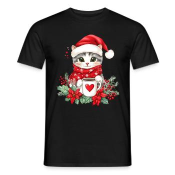 Chat Café Décoration de Noël Femmes Hommes Enfants - T-shirt homme - noir - Devant - AI Model Male 178 light (178cm)