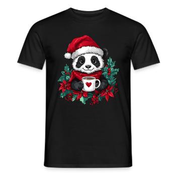 Panda Café Décoration de Noël Femmes Hommes Enfants - T-shirt homme - noir - Devant - AI Model Male 178 light (178cm)