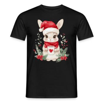 Lapin Café Décoration de Noël Femmes Hommes Enfants - T-shirt homme - noir - Devant - AI Model Male 178 light (178cm)