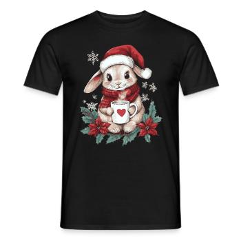 Lapin Café Décoration de Noël Femmes Hommes Enfants - T-shirt homme - noir - Devant - AI Model Male 178 light (178cm)