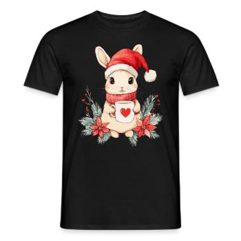 Lapin Café Décoration de Noël Femmes Hommes Enfants - T-shirt homme - noir - Devant - AI Model Male 178 light (178cm)
