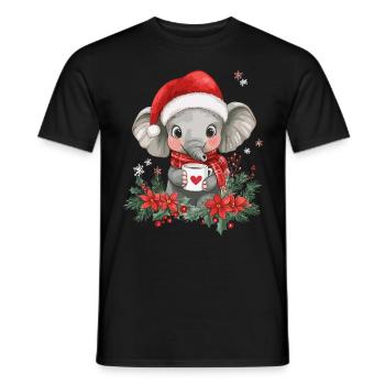 Elefant Kaffee Weihnachten Frauen Männer Kinder - Männer T-Shirt - Schwarz - Vorne - AI Model Male 178 light (178cm)