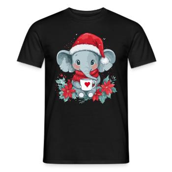 Elefant Kaffee Weihnachten Frauen Männer Kinder - Männer T-Shirt - Schwarz - Vorne - AI Model Male 178 light (178cm)