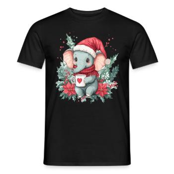 Elefant Kaffee Weihnachten Frauen Männer Kinder - Männer T-Shirt - Schwarz - Vorne - AI Model Male 178 light (178cm)
