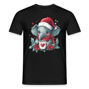 Elefant Kaffee Weihnachten Frauen Männer Kinder - Männer T-Shirt - Schwarz - Vorne - AI Model Male 178 light (178cm)