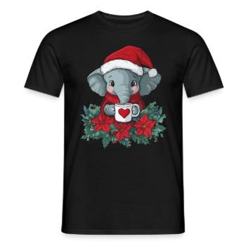 Elefant Kaffee Weihnachten Frauen Männer Kinder - Männer T-Shirt - Schwarz - Vorne - AI Model Male 178 light (178cm)