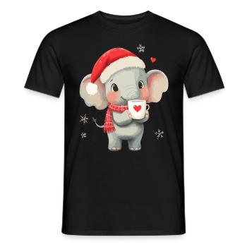 Elefant Kaffee Weihnachten Frauen Männer Kinder - Männer T-Shirt - Schwarz - Vorne - AI Model Male 178 light (178cm)