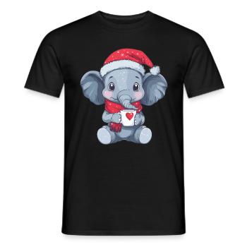 Elefant Kaffee Weihnachten Frauen Männer Kinder - Männer T-Shirt - Schwarz - Vorne - AI Model Male 178 light (178cm)