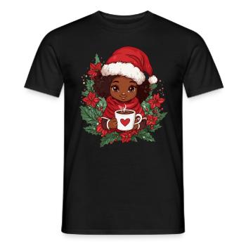Afrikanische Weihnachtsfrau Kaffee Weihnachten - Männer T-Shirt - Schwarz - Vorne - AI Model Male 178 light (178cm)