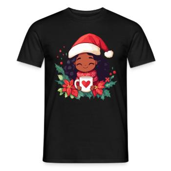 Afrikanische Weihnachtsfrau Kaffee Weihnachten - Männer T-Shirt - Schwarz - Vorne - AI Model Male 178 light (178cm)