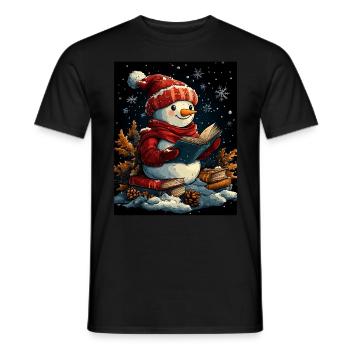 Snowman Christmas Decoration Women Men Children - Men's T-Shirt - black - Front - AI Model Male 178 light (178cm)