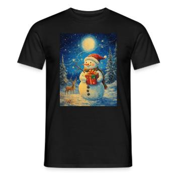 Schneemann Weihnachten Frauen Männer Kinder - Männer T-Shirt - Schwarz - Vorne - AI Model Male 178 light (178cm)