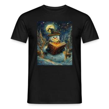Snowman Christmas Decoration Women Men Children - Men's T-Shirt - black - Front - AI Model Male 178 light (178cm)