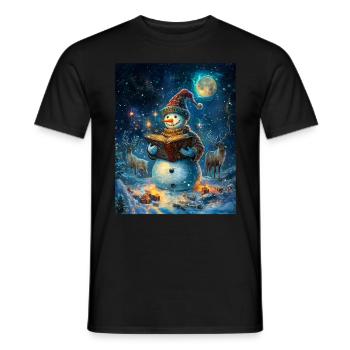 Snowman Christmas Decoration Women Men Children - Men's T-Shirt - black - Front - AI Model Male 178 light (178cm)