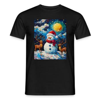 Snowman Christmas Decoration Women Men Children - Men's T-Shirt - black - Front - AI Model Male 178 light (178cm)