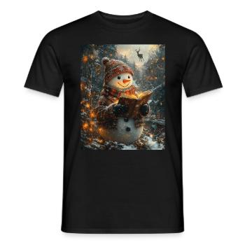 Snowman Christmas Decoration Women Men Children - Men's T-Shirt - black - Front - AI Model Male 178 light (178cm)