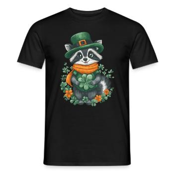 St Patrick’s Day Raccoon Décoration Femmes Hommes Enfants - T-shirt homme - noir - Devant - AI Model Male 178 light (178cm)