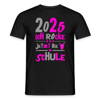 School Child 2025 Young Girls School Enrollment 2025 Decoration - Men's T-Shirt - black - Front - AI Model Male 178 light (178cm)