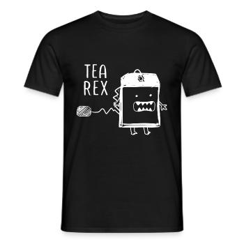 Funny Tea Saying Trex Dinosaur - Men's T-Shirt - black - Front - AI Model Male 178 light (178cm)