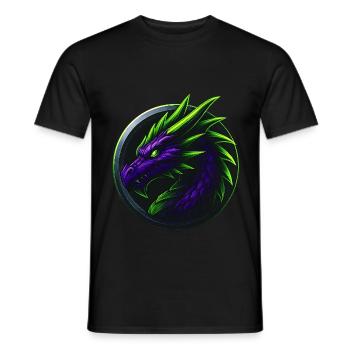 Dragon fantastique dans le style néon – Fantasy Design - T-shirt homme - noir - Devant - AI Model Male 178 light (178cm)