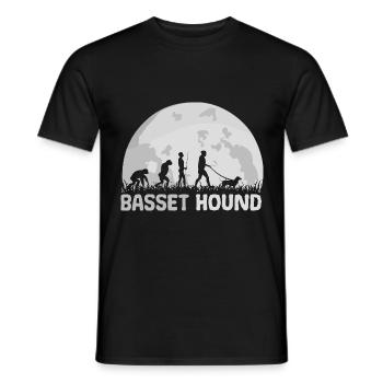 Basset Hound Hund Evolution Mond - Männer T-Shirt - Schwarz - Vorne - AI Model Male 178 light (178cm)