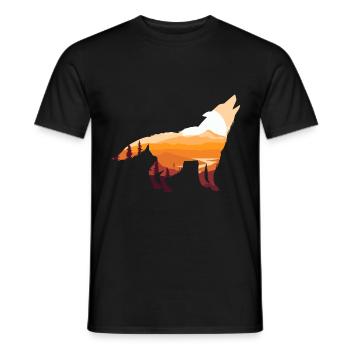Heulender Wolf Natur Wandern Camping Berge - Männer T-Shirt - Schwarz - Vorne - AI Model Male 178 light (178cm)