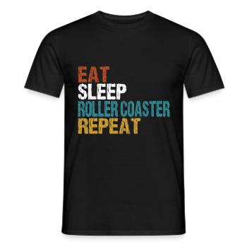 Achterbahn Roller Coaster Eat Sleep Repeat - Männer T-Shirt - Schwarz - Vorne - AI Model Male 178 light (178cm)