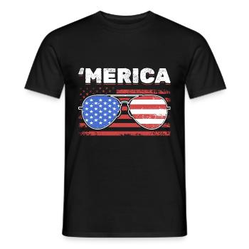 Amerikanische Flagge Sonnenbrille USA Merica - Männer T-Shirt - Schwarz - Vorne - AI Model Male 178 light (178cm)
