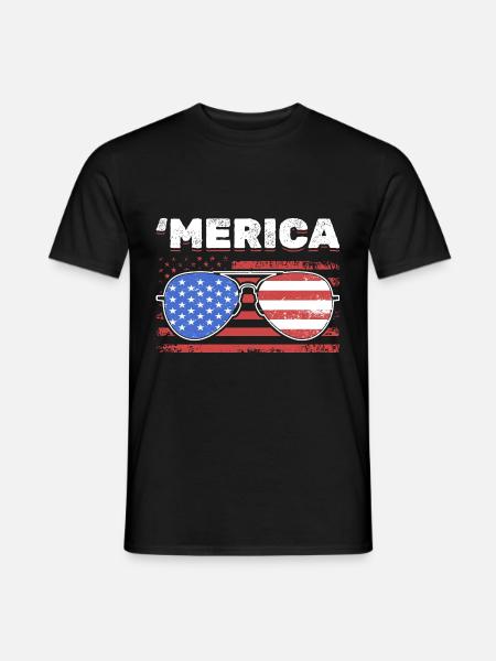 American Flag Sunglasses USA Merica - Men's T-Shirt - black