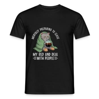 Mentally Preparing Cat - Men's T-Shirt - black - Front - AI Model Male 178 light (178cm)