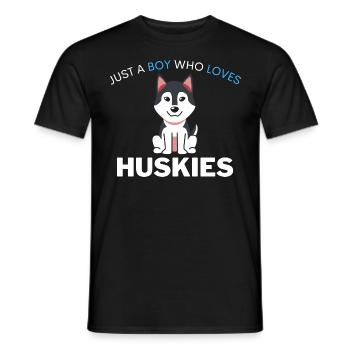 Kawaii Dog Pet Boy Gift Husky - Men's T-Shirt - black - Front - AI Model Male 178 light (178cm)