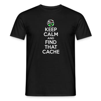 Geocaching - Keep Calm Find That Cache - Geocacher - Men's T-Shirt - black - Front - AI Model Male 178 light (178cm)