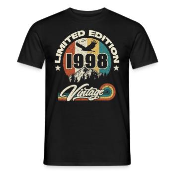 retro vintage birthday 1998 - Men's T-Shirt - black - Front - AI Model Male 178 light (178cm)