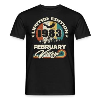 Vintage retro birthday february 1983 - Men's T-Shirt - black - Front - AI Model Male 178 light (178cm)